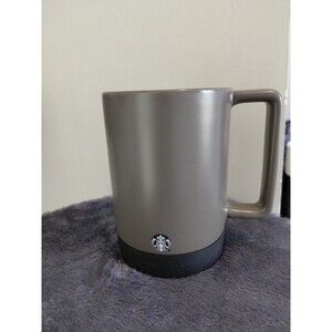 Starbucks Ceramic Travel Mug w/ Rubber Base Bottom 14oz Gray Black W/Out Lid